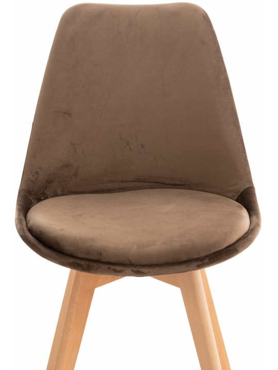 Cadeira de veludo Linares, castanho escuro