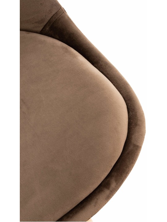 Cadeira de veludo Linares, castanho escuro