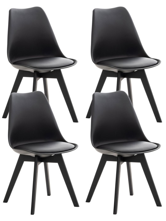 Conjunto de 4 cadeiras Linares plástico, preto/preto