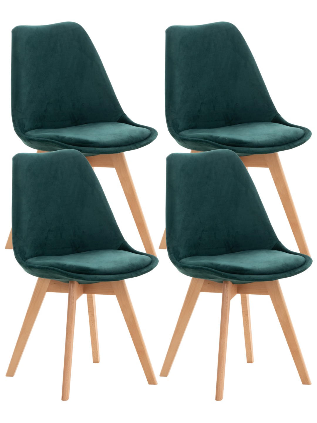Conjunto de 4 cadeiras Linares veludo, verde