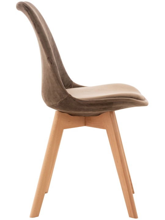 Conjunto de 4 cadeiras Linares veludo, castanho escuro