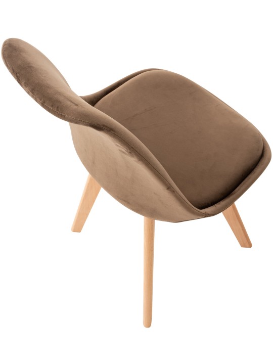 Conjunto de 4 cadeiras Linares veludo, castanho escuro