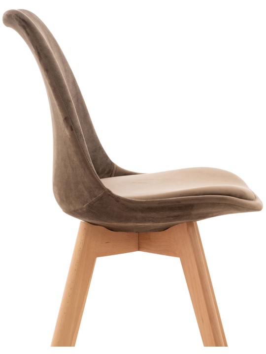 Conjunto de 4 cadeiras Linares veludo, castanho escuro