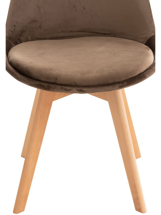 Conjunto de 4 cadeiras Linares veludo, castanho escuro