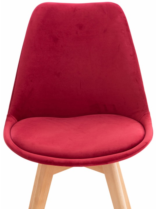 Conjunto de 4 cadeiras Linares veludo, vermelho