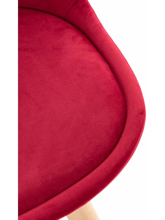 Conjunto de 4 cadeiras Linares veludo, vermelho