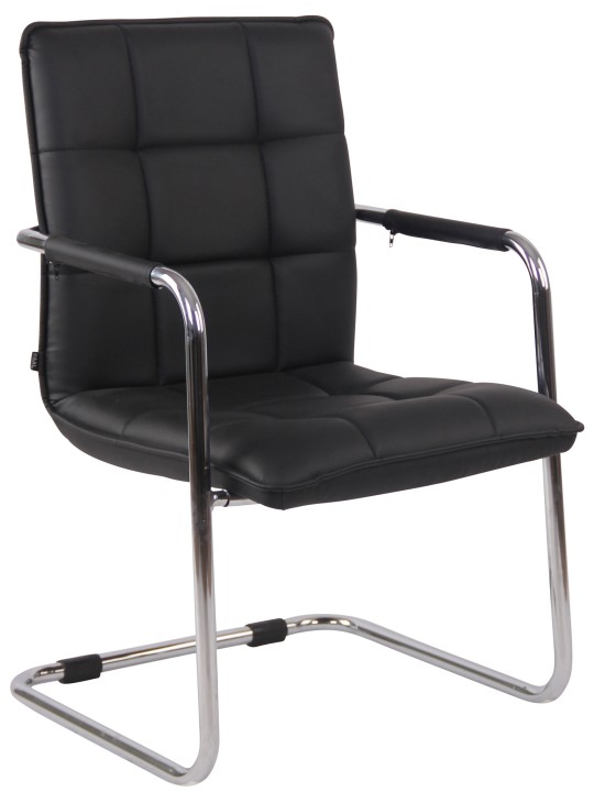 Cadeira para visitantes Gandia couro sintético cromado, preto