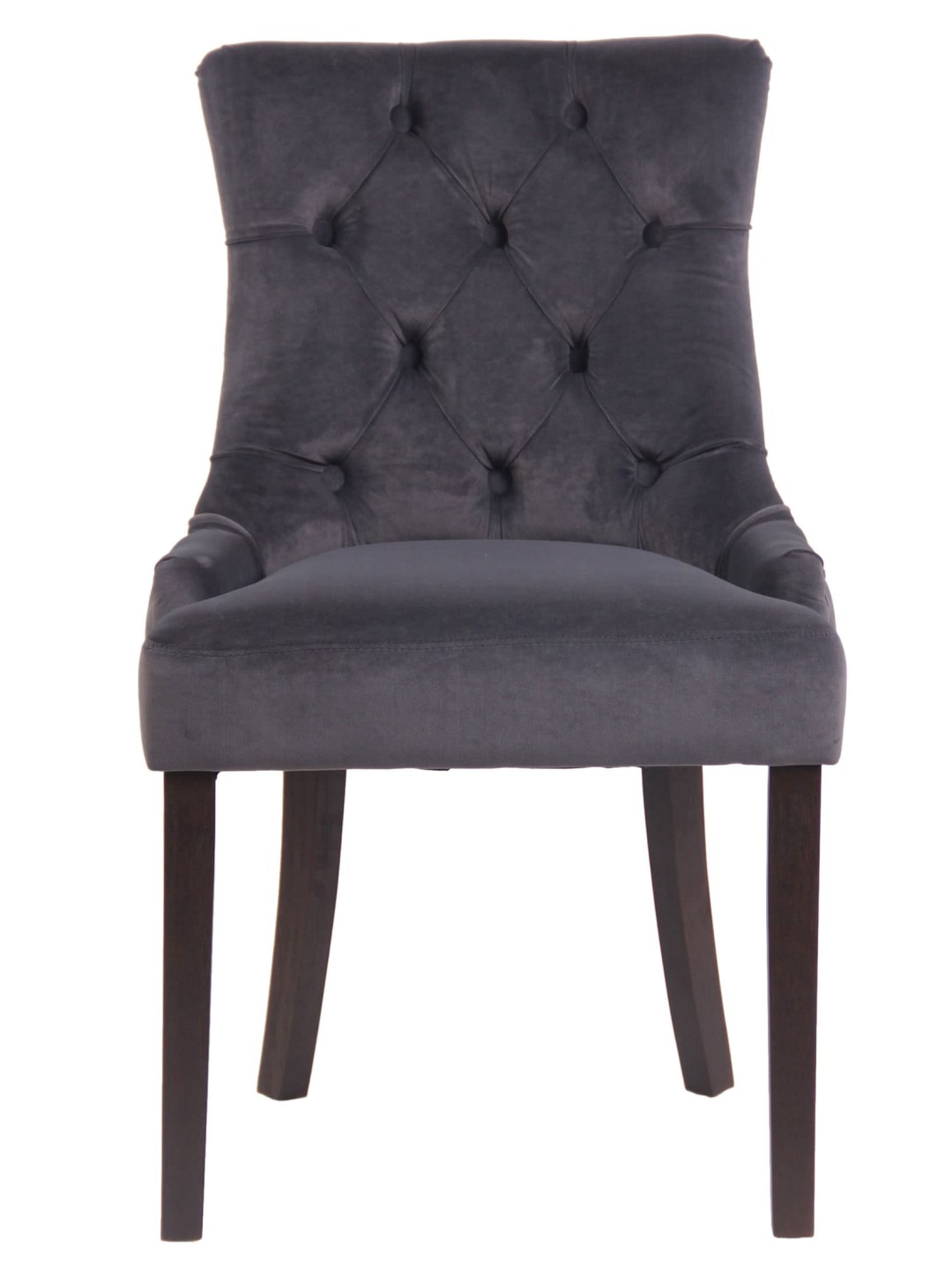 Conjunto de 4 cadeiras de jantar em veludo Aberdeen antigo, cinza escuro