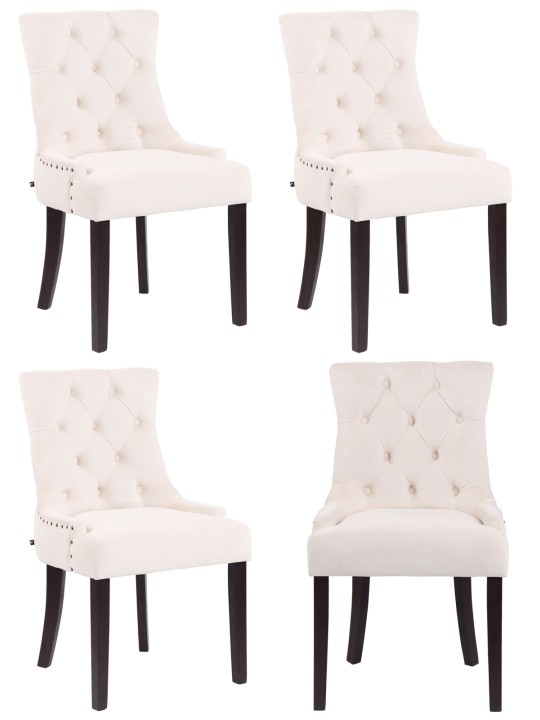Conjunto de 4 cadeiras de jantar em veludo Aberdeen antigo, creme