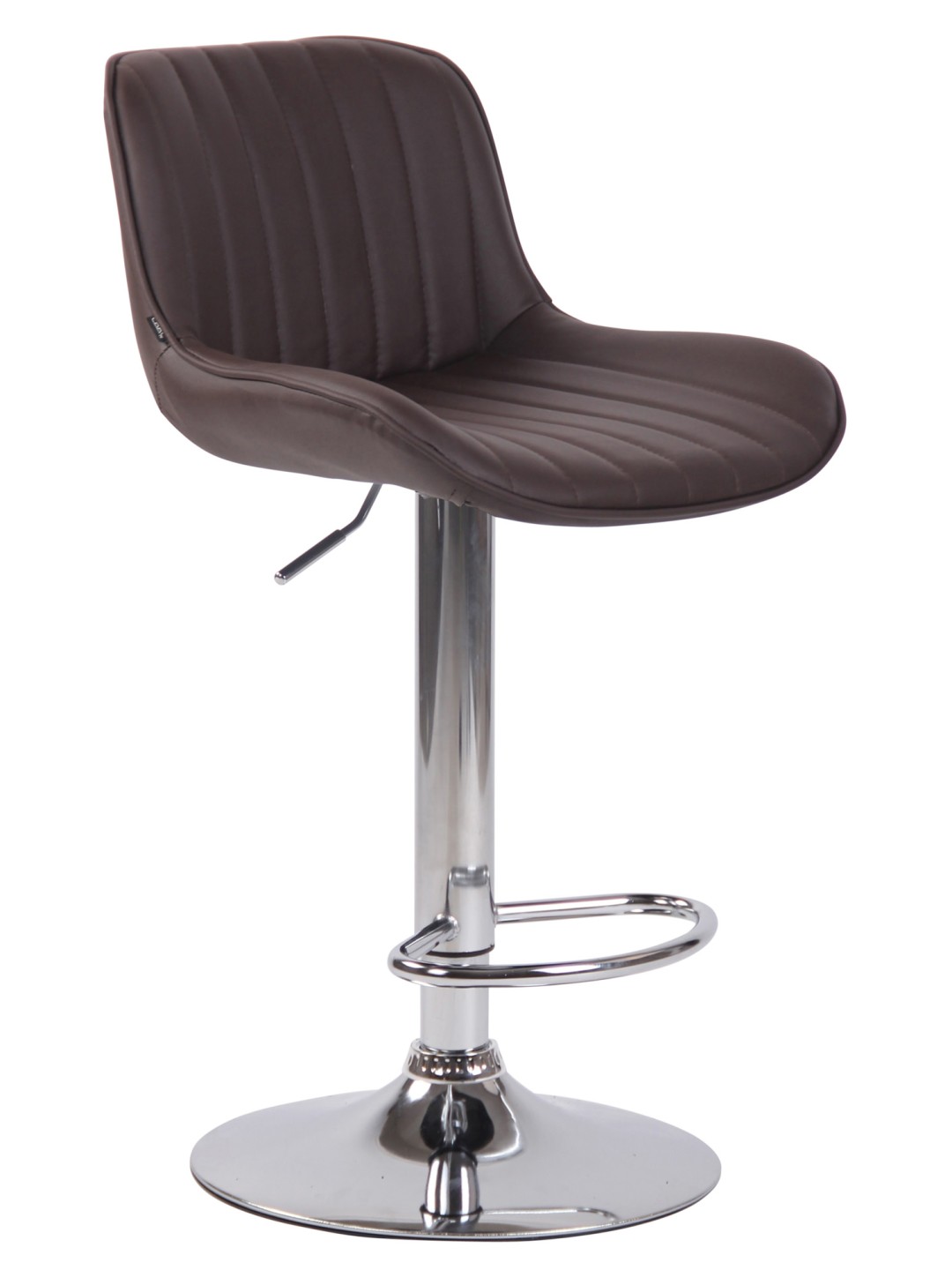 Banqueta alta Lentini couro sintético cromado, castanho