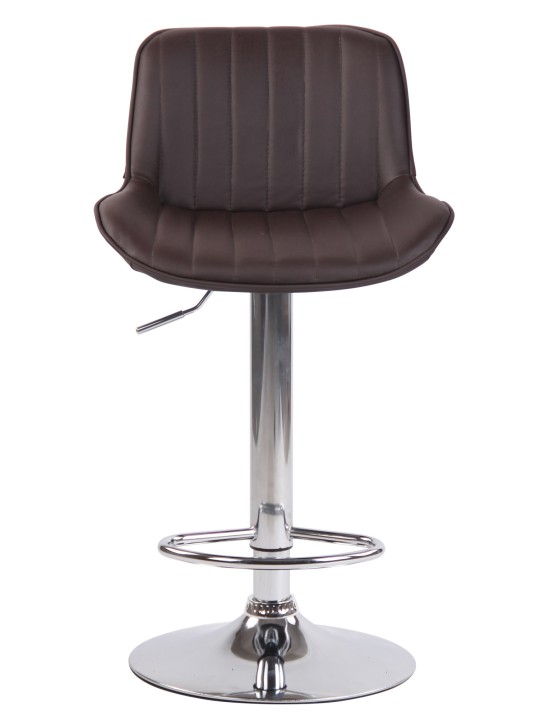 Banqueta alta Lentini couro sintético cromado, castanho