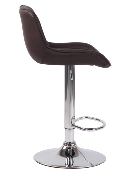 Banqueta alta Lentini couro sintético cromado, castanho