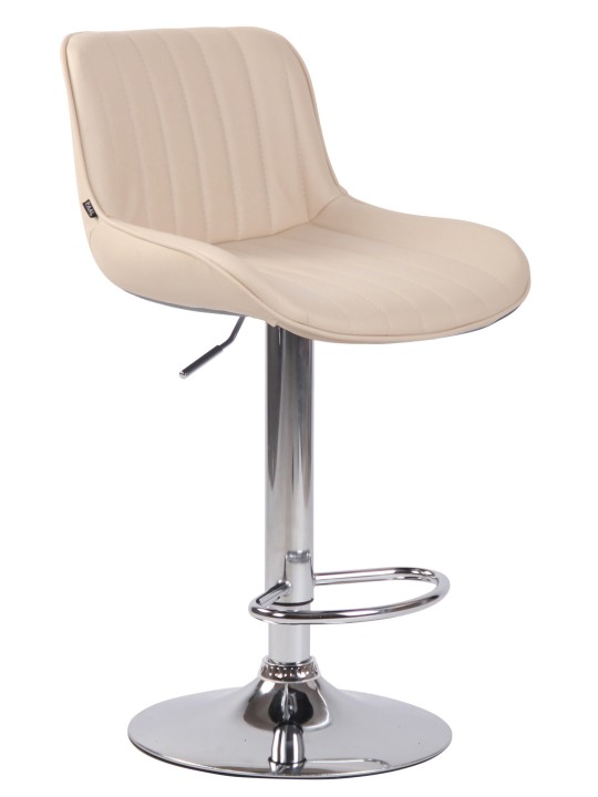 Banqueta alta Lentini couro sintético cromado, creme