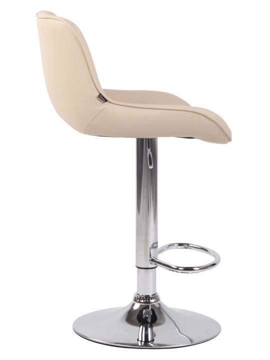 Banqueta alta Lentini couro sintético cromado, creme
