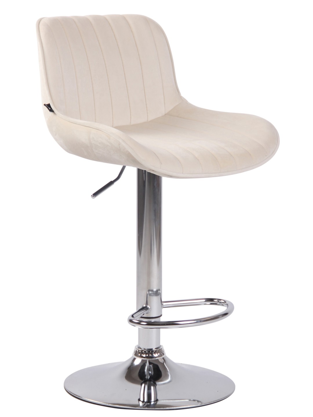 Banqueta alta Lentini veludo cromado, creme
