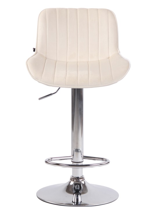 Banqueta alta Lentini veludo cromado, creme