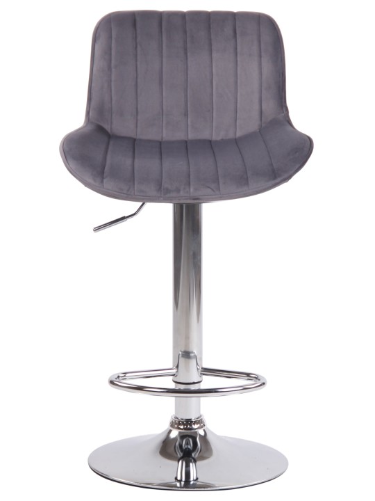 Banqueta alta Lentini veludo cromado, cinza escuro