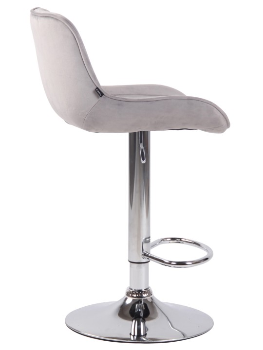 Banqueta alta Lentini veludo cromado, cinza
