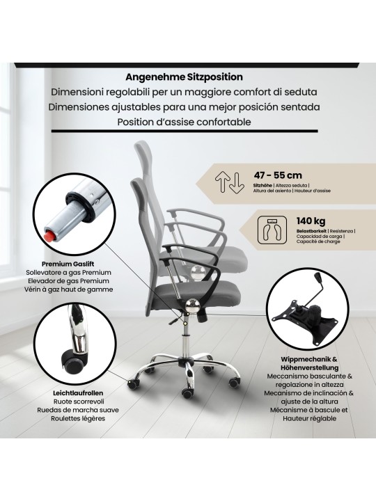 Cadeira de escritório em Washington, cinza