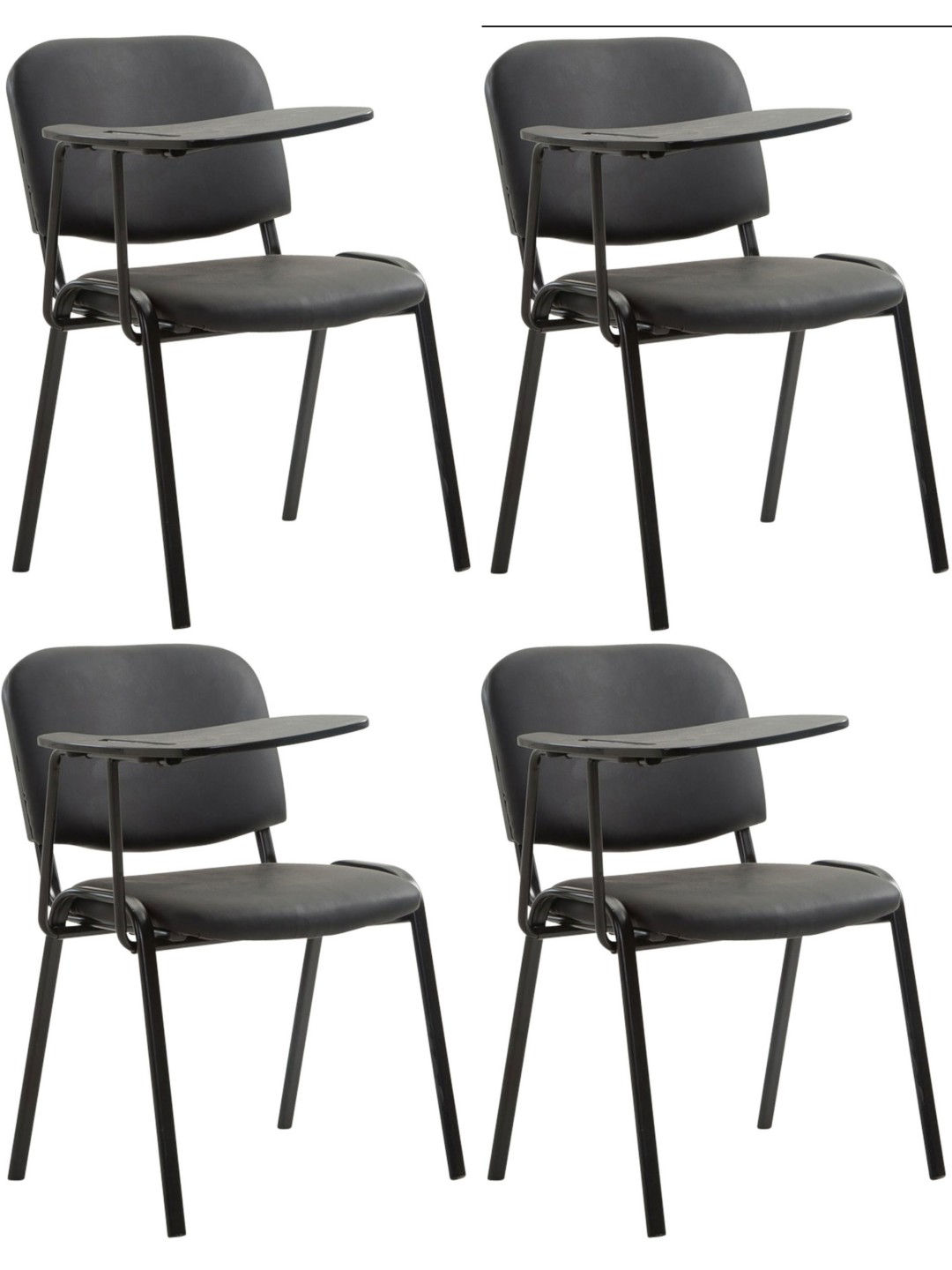 Conjunto de 4 cadeiras Ken com mesa dobrável em couro artificial, preto