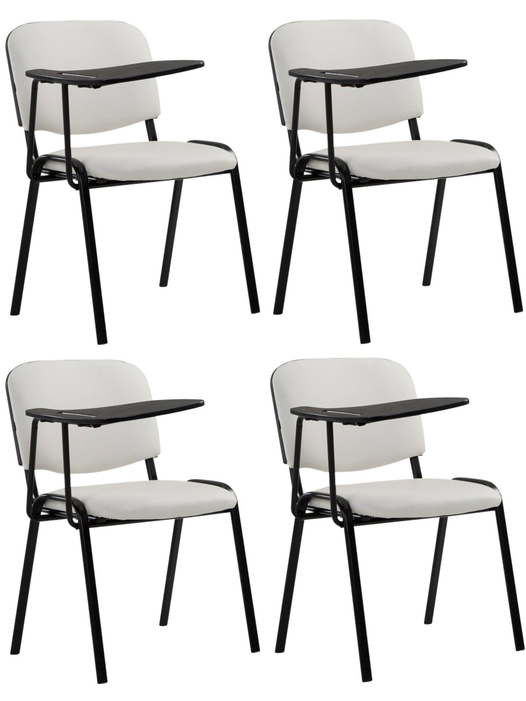 Conjunto de 4 cadeiras Ken com mesa dobrável em couro artificial, branco