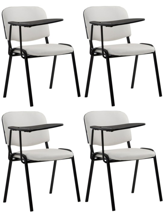 Conjunto de 4 cadeiras Ken com mesa dobrável em couro artificial, branco