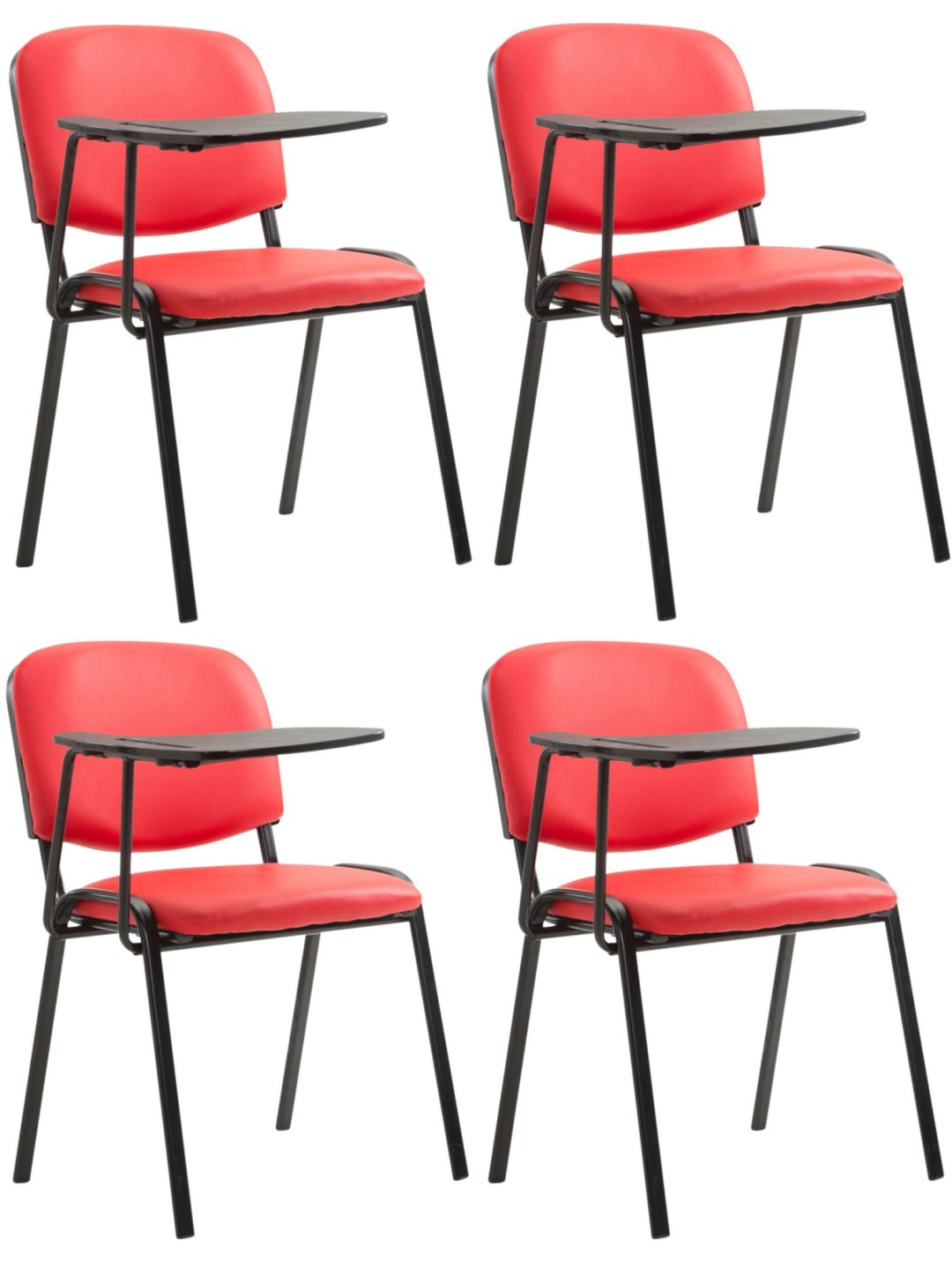 Conjunto de 4 cadeiras Ken com mesa dobrável em couro artificial, vermelho