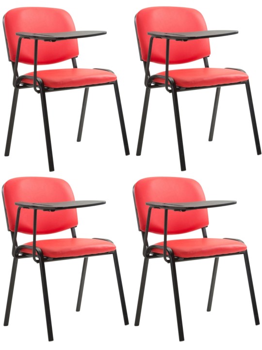 Conjunto de 4 cadeiras Ken com mesa dobrável em couro artificial, vermelho Conjunto de 4 cadeiras Ken com mesa dobrável em couro artificial, vermelho