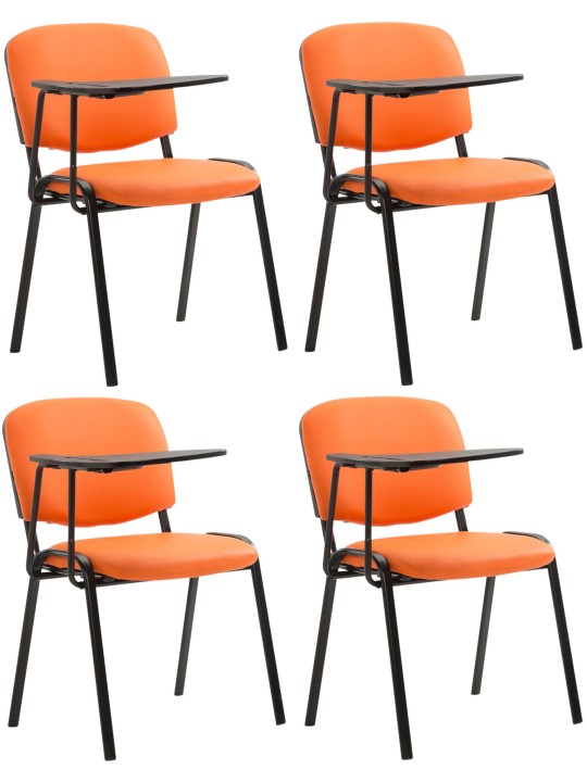 Conjunto de 4 cadeiras Ken com mesa dobrável em couro artificial, laranja