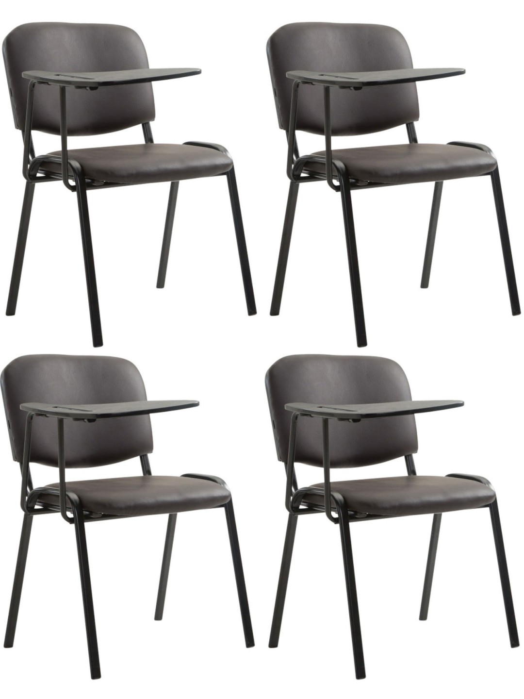 Conjunto de 4 cadeiras Ken com mesa dobrável em couro artificial, castanho