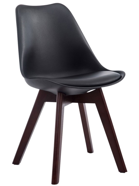 Conjunto de 4 cadeiras para visitantes Borneo V2 em couro sintético de nogueira, preto