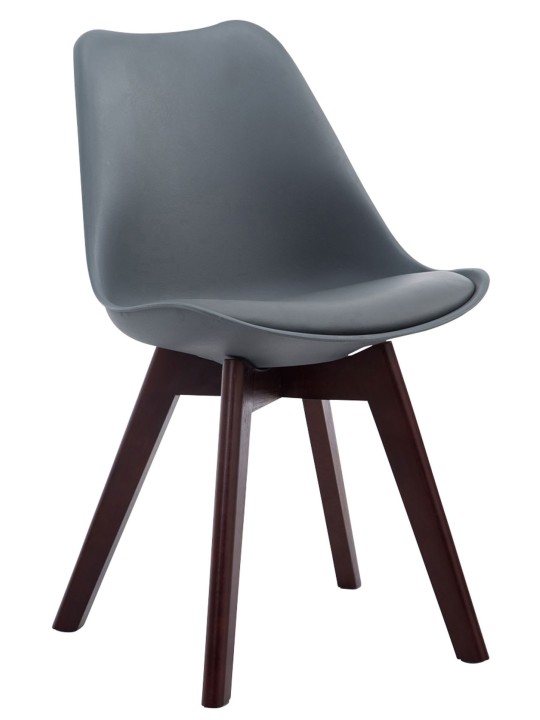 Conjunto de 4 cadeiras para visitantes Borneo V2 em couro sintético de nogueira, cinza