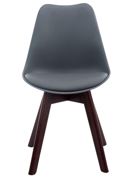 Conjunto de 4 cadeiras para visitantes Borneo V2 em couro sintético de nogueira, cinza