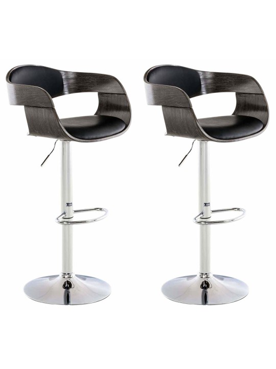 Conjunto de 2 bancos altos em pele sintética Kingston C, preto/cinza