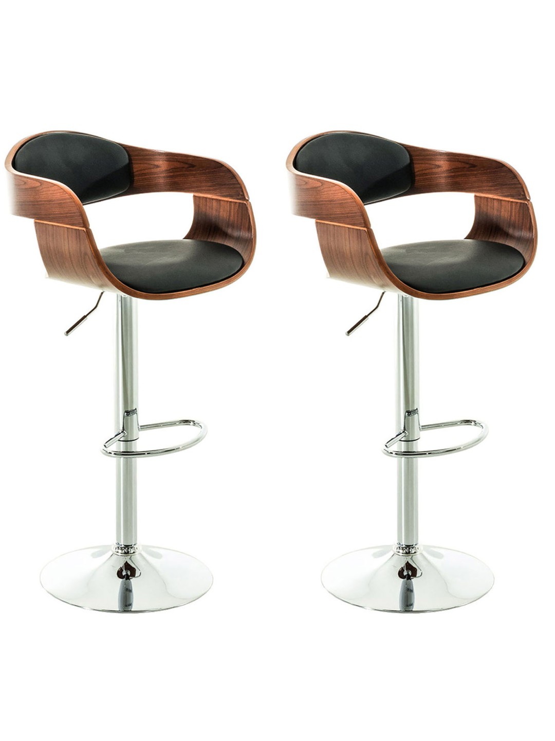 Conjunto de 2 bancos altos em pele sintética Kingston C, nogueira/preto