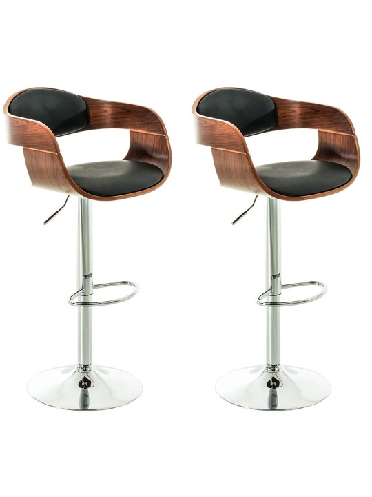 Conjunto de 2 bancos altos em pele sintética Kingston C, nogueira/preto