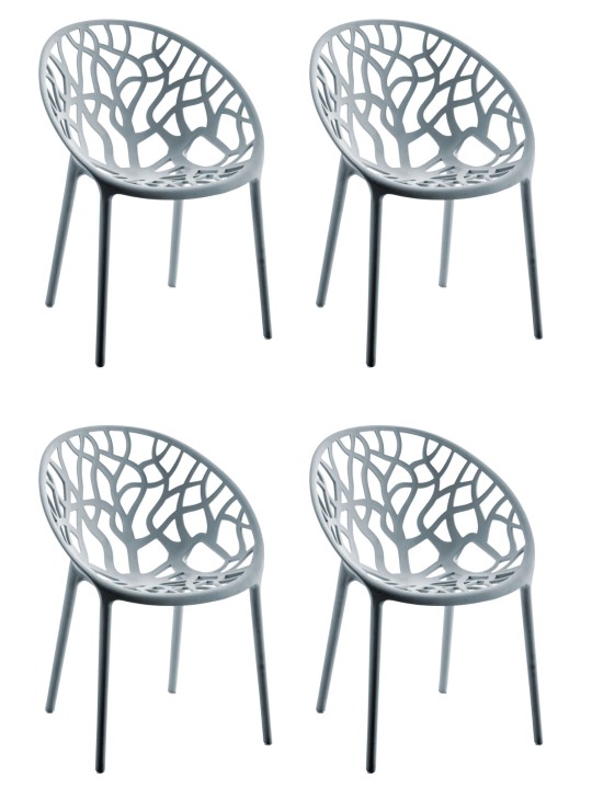 Conjunto de 4 cadeiras Hope, cinza