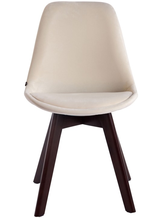 Conjunto de 4 cadeiras para visitantes Borneo V2 veludo nogueira, creme