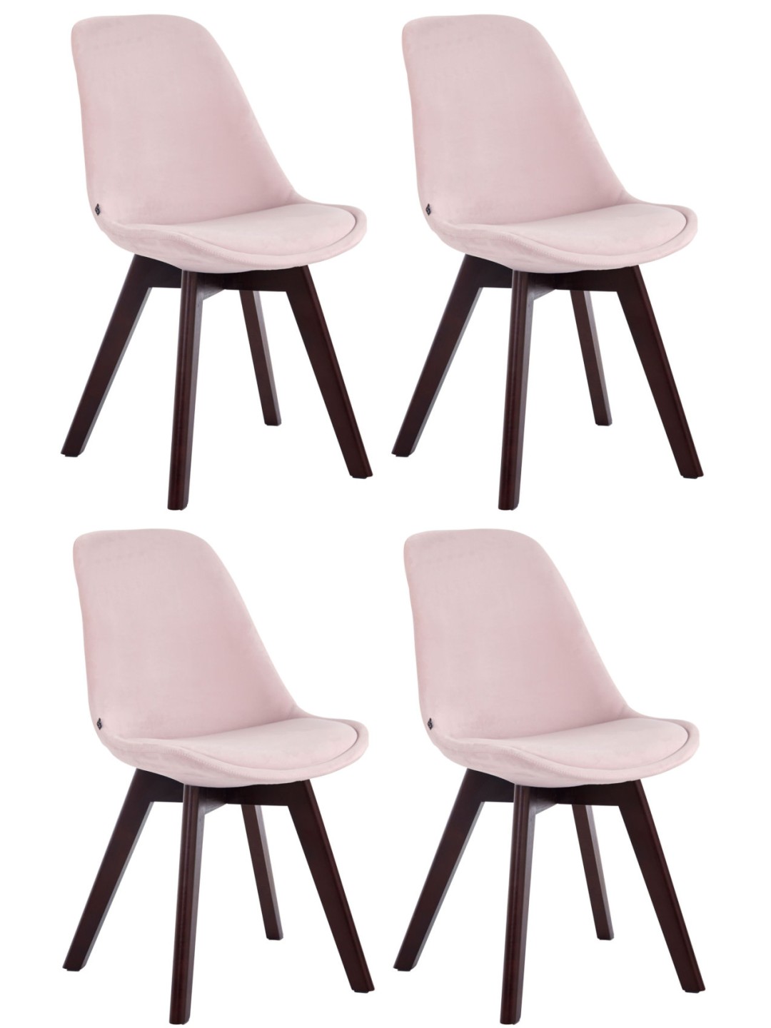 Conjunto de 4 cadeiras para visitantes Borneo V2 veludo nogueira, rosa
