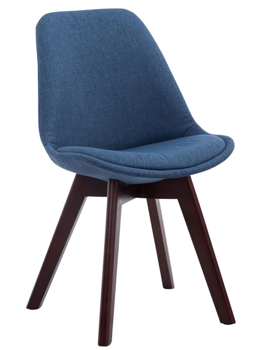 Conjunto de 4 cadeiras para visitantes Borneo V2 em tecido de nogueira, azul