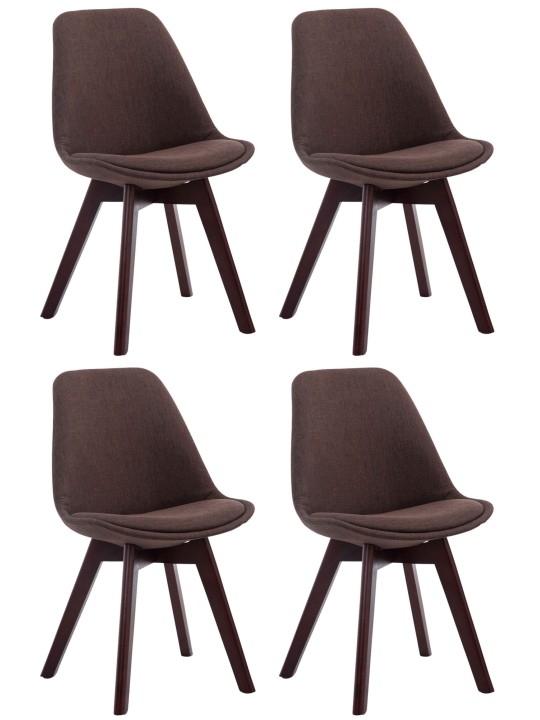 Conjunto de 4 cadeiras para visitantes Borneo V2 em tecido de nogueira, castanho