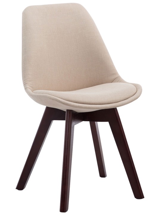 Conjunto de 4 cadeiras para visitantes Borneo V2 em tecido de nogueira, creme