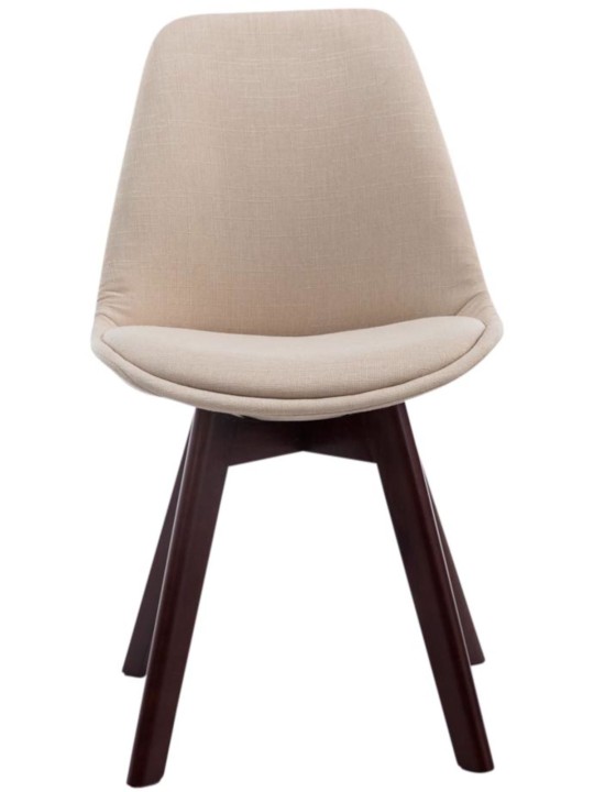 Conjunto de 4 cadeiras para visitantes Borneo V2 em tecido de nogueira, creme