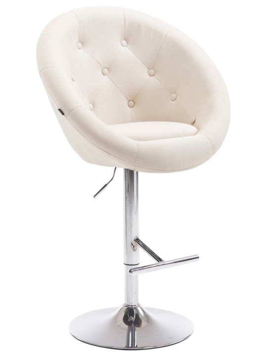 Banqueta alta London V2 tecido cromado, creme