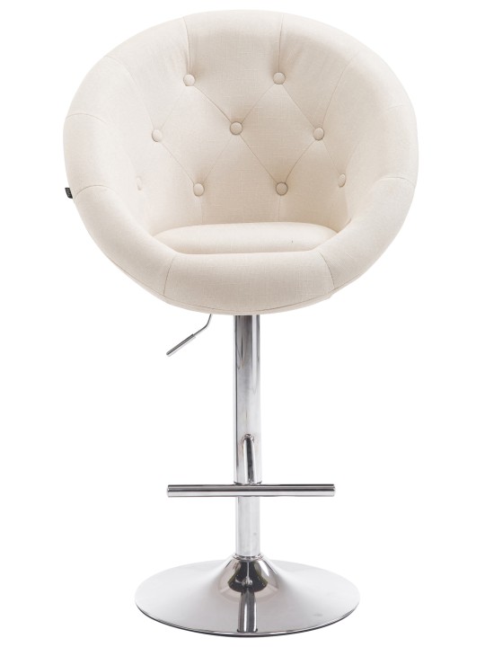 Banqueta alta London V2 tecido cromado, creme