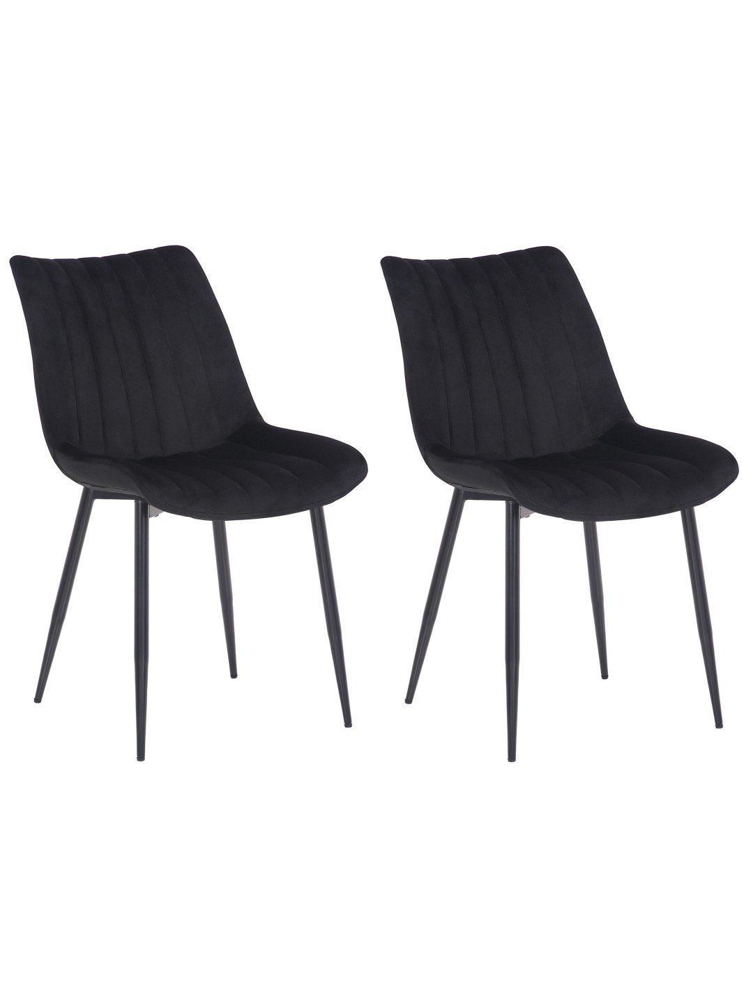 Conjunto de 2 cadeiras de veludo Rahden, preto
