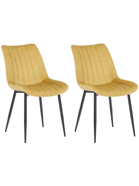Conjunto de 2 cadeiras de veludo Rahden, amarelo