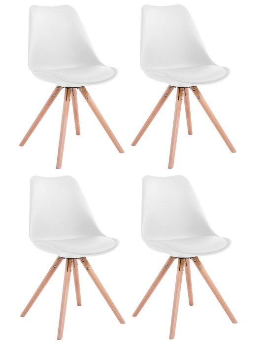 Conjunto de 4 cadeiras Toulouse em pele sintética redonda natural, branco