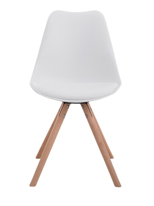 Conjunto de 4 cadeiras Toulouse em pele sintética redonda natural, branco