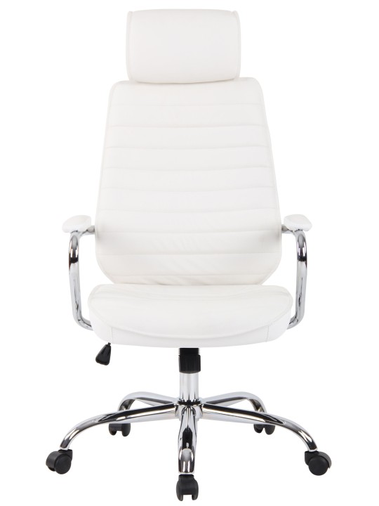 Cadeira de escritório Rako em pele genuína, branco